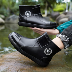 Men's Waterproof Rubber Sole Slip On Rain Boots