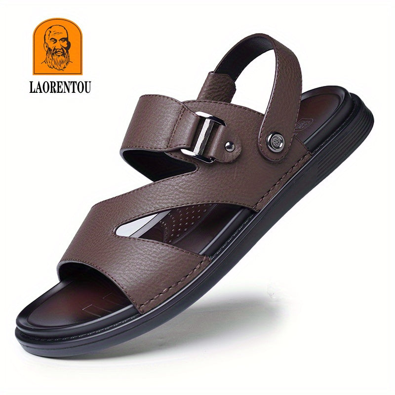 LAORENTOU Men's Leather Sandals Lightweight Quick Dry Beach Shoes