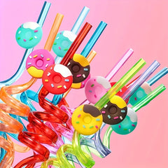 8pcs Donut Straws Party Favors Girls Donut Party Supplies