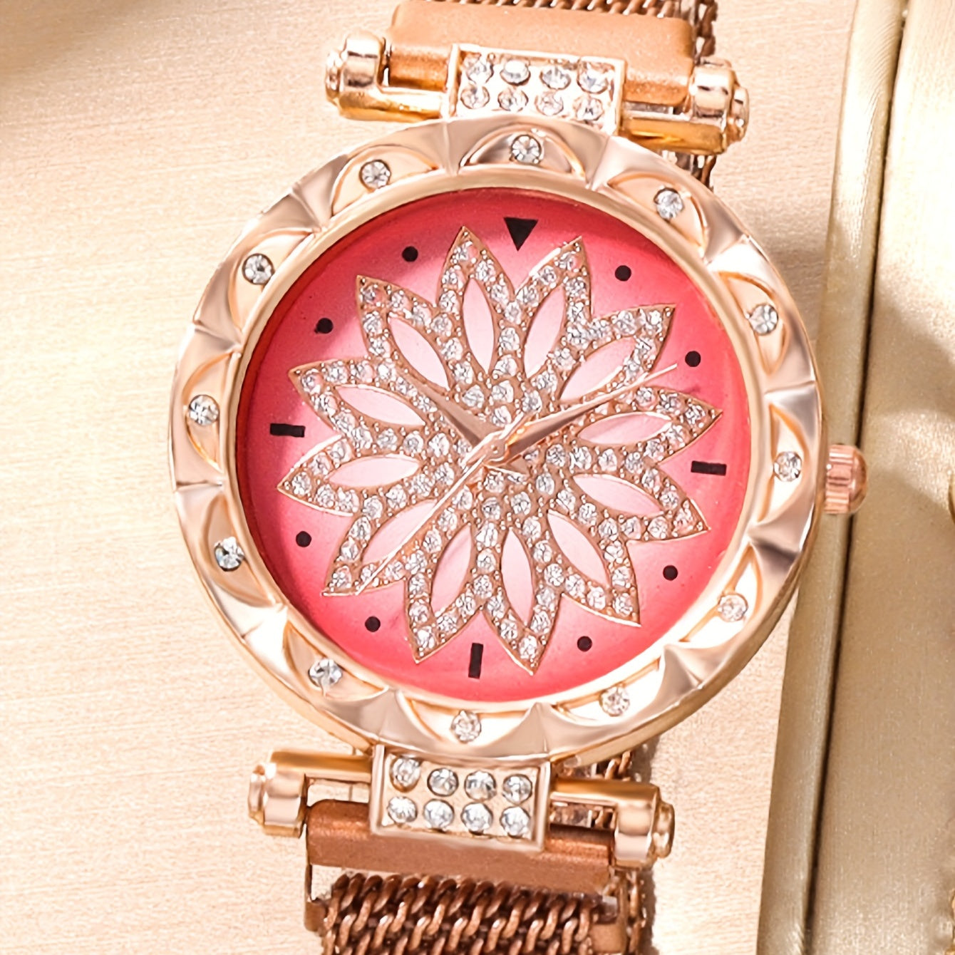 Student Rhinestone Watch & Rose Jewelry Set