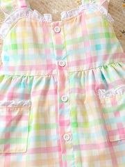 Summer Baby Girl's Suspender Skirt & Hairband Infant Dress Set