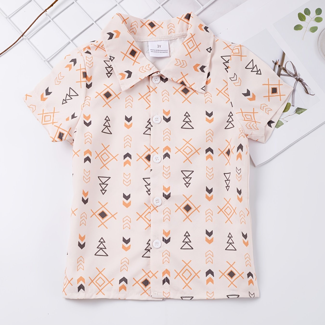 Boys Symbols Shirt Short Sleeves Button Casual Summer Kids Clothes