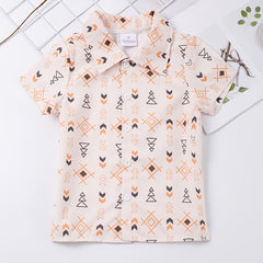 Boys Symbols Shirt Short Sleeves Button Casual Summer Kids Clothes