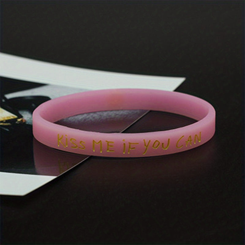 Letter Print Silicone Couple Wristband Bracelet