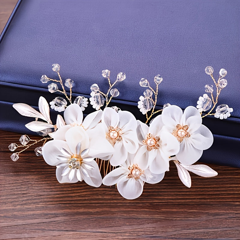 Bridal Hair Jewelry Hairpin Set Ceramic Flowers High Bridal Hair Jewelry