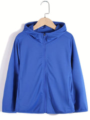 Boys Zip Up Hooded Jacket Sun Protection Lightweight Spring/Autumn Sports Clothe