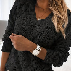 V Neck Sweater Long Sleeve Women's Casual Fall-Winter Clothing
