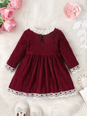 Toddler Baby Girls Lace Trim Bow Puffy Princess Dress