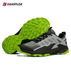 Baasploa Men's Lace Up Hiking Shoes Anti skid For Camping