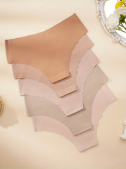 5pcs Solid Hipster Panties Seamless Skin-friendly Intimates Women's Lingerie
