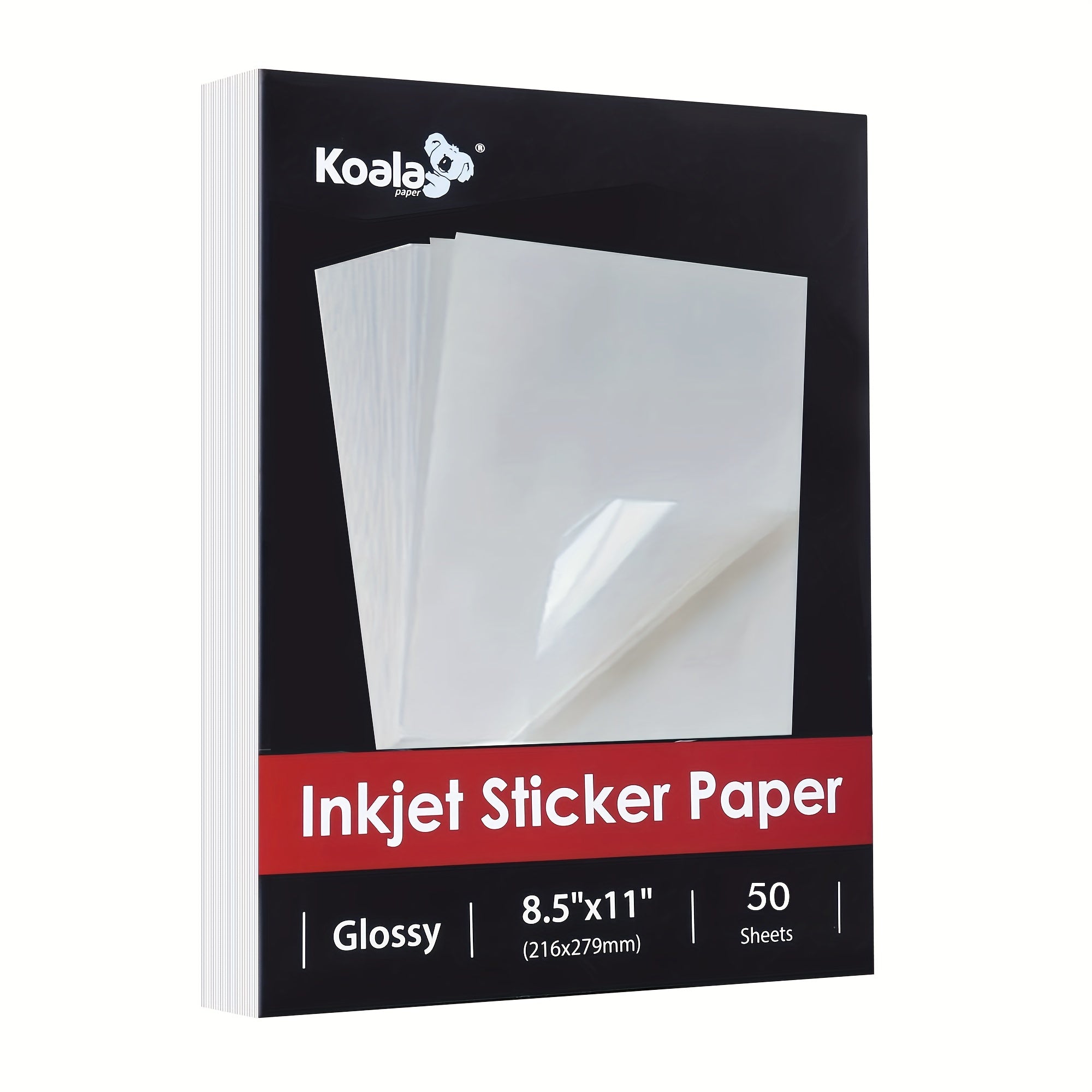 Koala Glossy Sticker Paper 8.5x11 Inch 50 Sheets