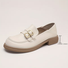 Women's Buckle Strap Loafers Faux Leather Comfortable Work Shoes