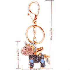Cartoon Pony Rhinestone Keychain Animal Key Ring Pendant Bag Accessories