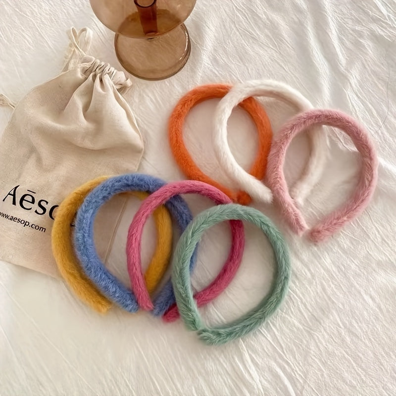 Colorful Plush Headband Hair Hoop, Non-slip Hair Accessories