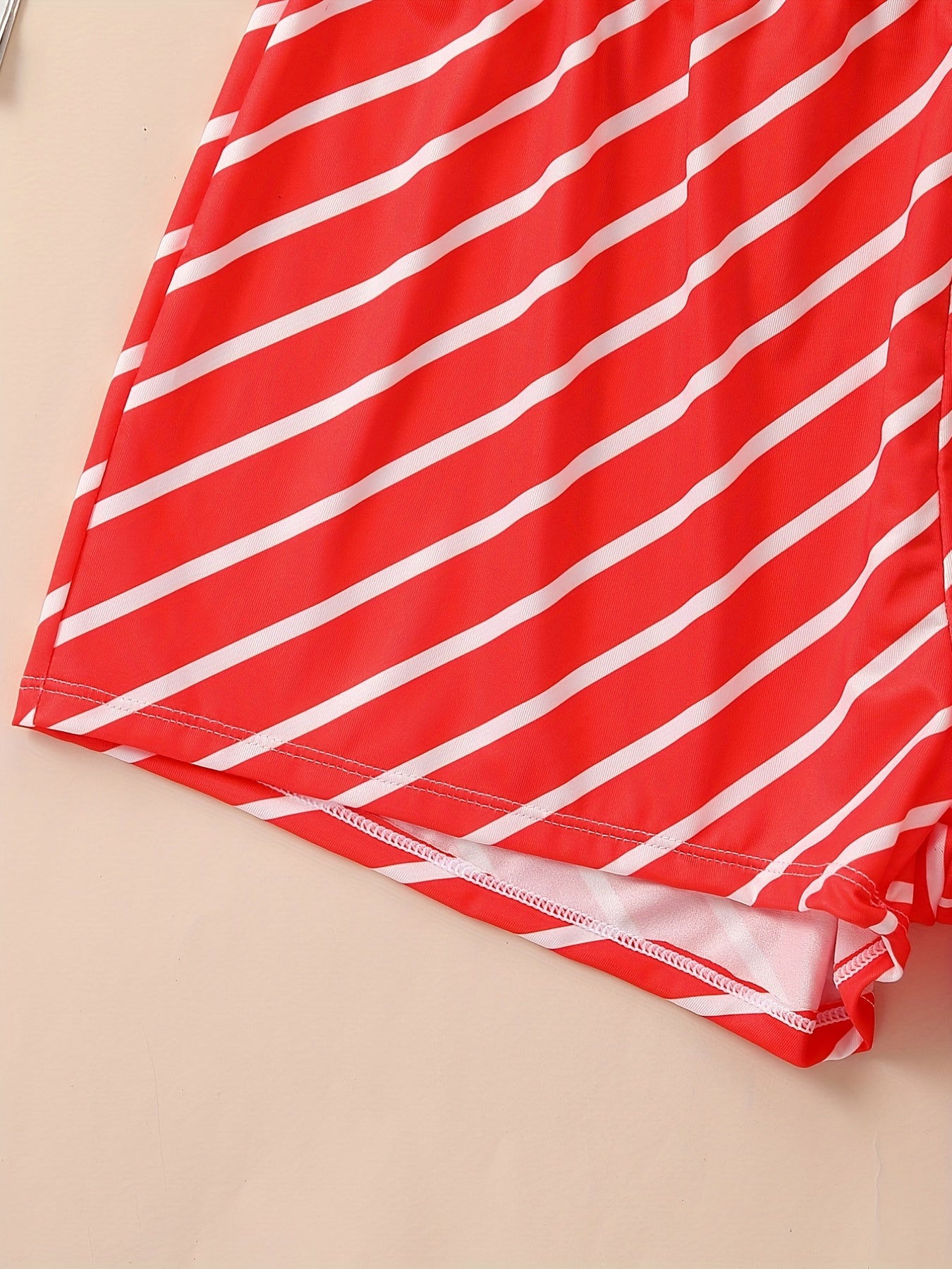 Striped Print Pajama Set V Neck Cami Top & Shorts Women's Sleepwear