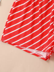 Striped Print Pajama Set V Neck Cami Top & Shorts Women's Sleepwear