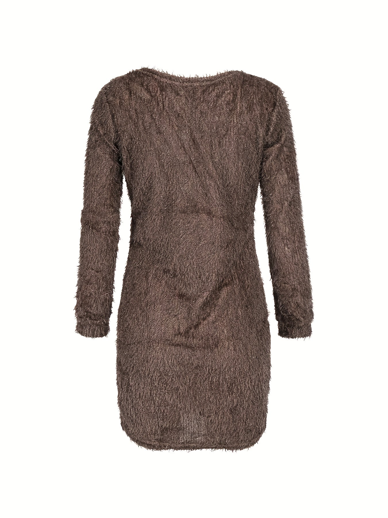 Solid Long Sleeve Sexy Sweater Dress