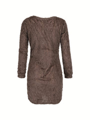 Solid Long Sleeve Sexy Sweater Dress