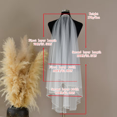 Romantic Bridal Veil with Comb Soft Nylon Lightweight Drapey for Brides
