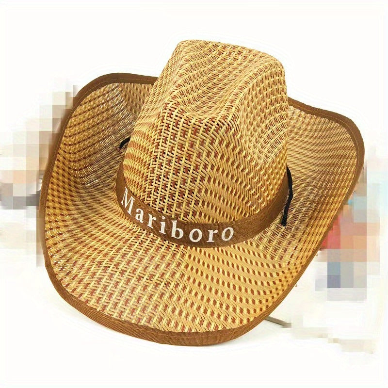Comfortable Cowboy Hats Knitting Paper Mens Straw Hat Western Sunshade