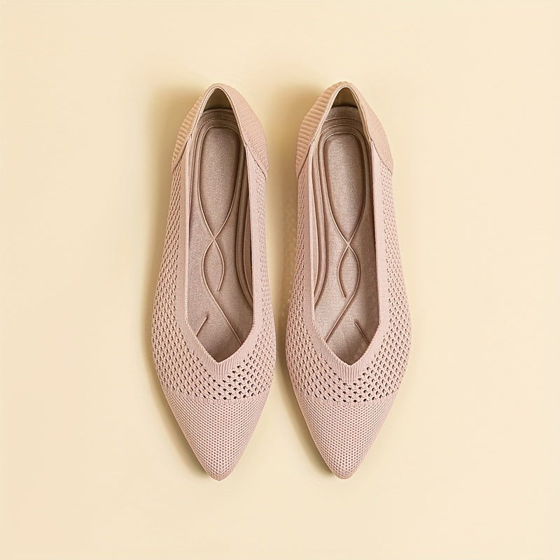 Women's Knitted Flat Shoes Pointed Toe Slip On Soft Sole Ballet Flats
