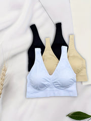3-Pack Wireless Sports Bras, Comfy & Breathable, Running Workout Bra