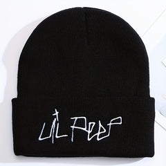 Lil Peep Beanie Hat Letter Embroidery Knitted Hat Hip Hop Cold Hat