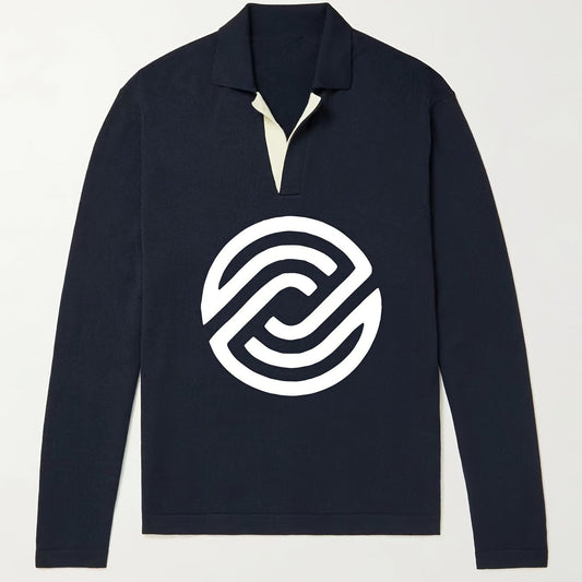 Geometric Pattern Knit Polo Shirt Men's Casual Pullover Sweater