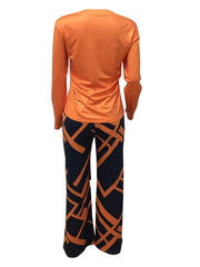 Queen Print Long Sleeve Top & Geo Print Pants Set