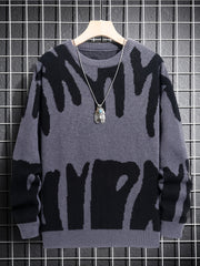 Men's Abstract Graphic Sweater Casual Pullover for Fall and Winter