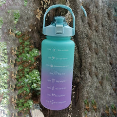 Gradient Sports Water Bottle with Time Scale Straw Cup