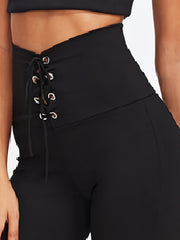 High Waist Yoga Leggings with Corset Detail for Women