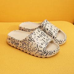 Women's Cartoon Pattern Pillow Slides Soft Sole Slippers