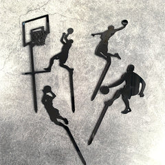 5pcs Boys Basketball Scene Cake Decoration Set
