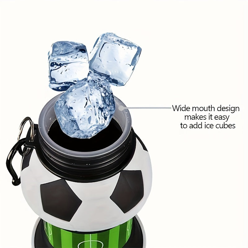 550ml Foldable Football Water Bottle Straw Leakproof Outdoor Fitness Travel