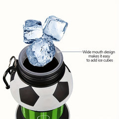 550ml Foldable Football Water Bottle Straw Leakproof Outdoor Fitness Travel