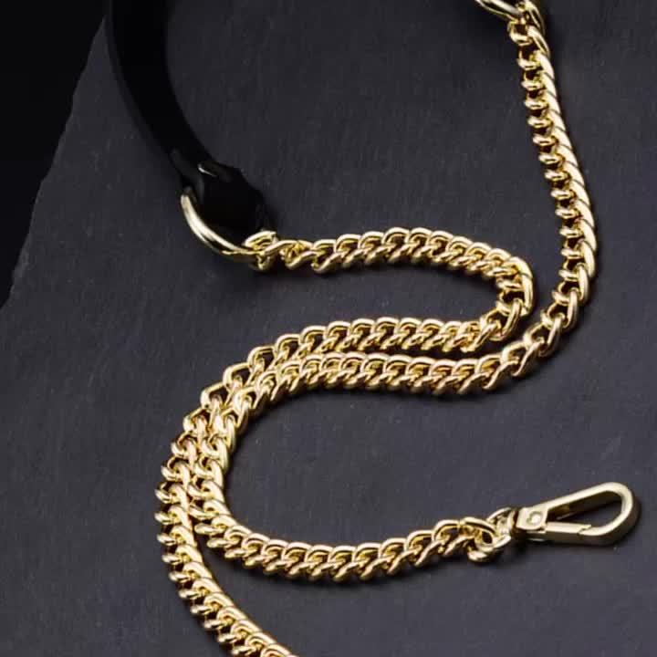 1pc Bag Metal Chain Replacement PU Leather Bags Straps For DIY Handbag Handles