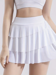 High Waisted Ruffle Tennis Skirt For Women With Pockets