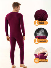 Men's Solid Breathable Warm Stretch Underwear Set