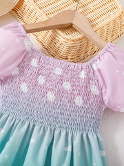 Girls Cartoon Unicorn Gradient Dress for Summer Holiday Party