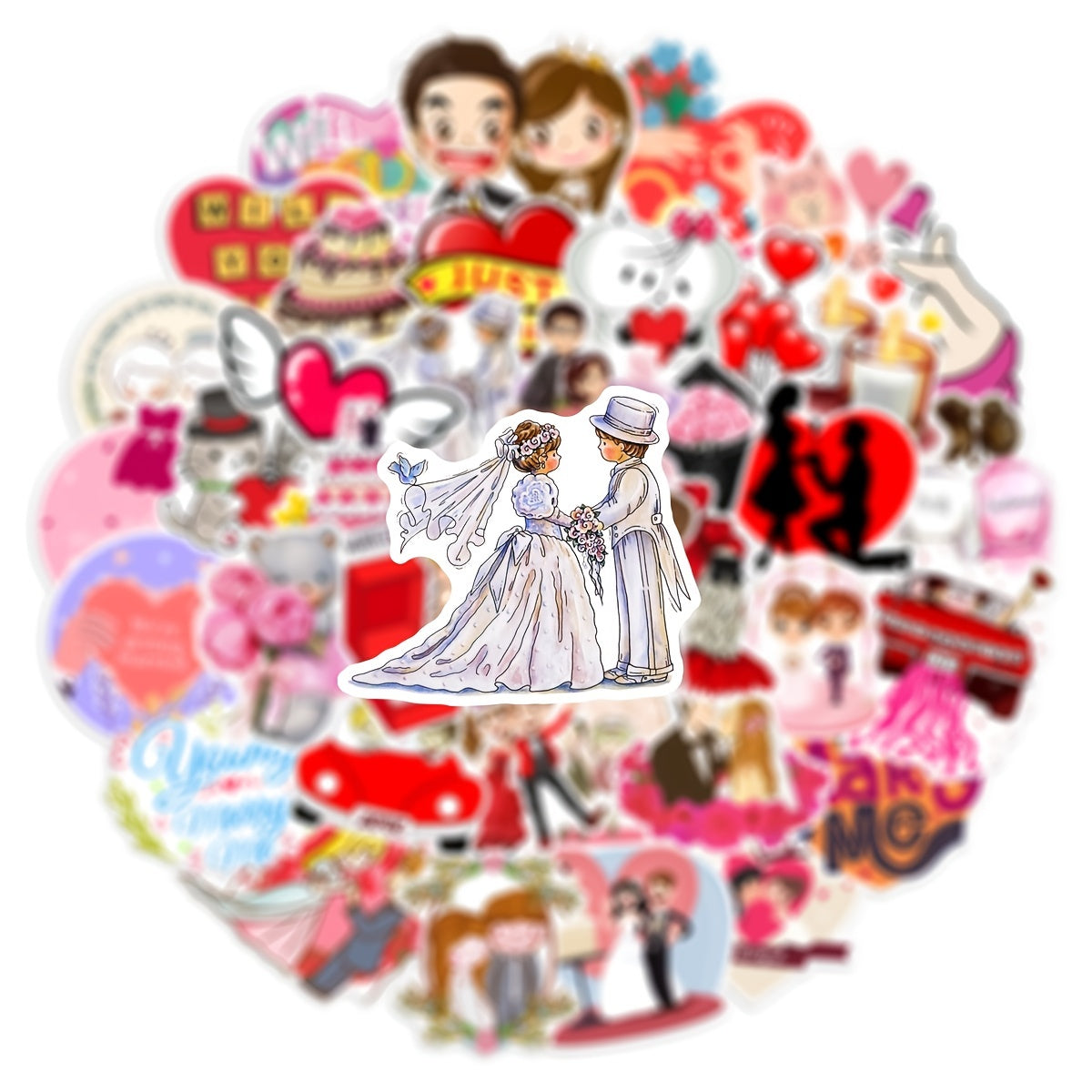 50Pcs Wedding Doodle Stickers Vinyl Waterproof Stickers for Favors