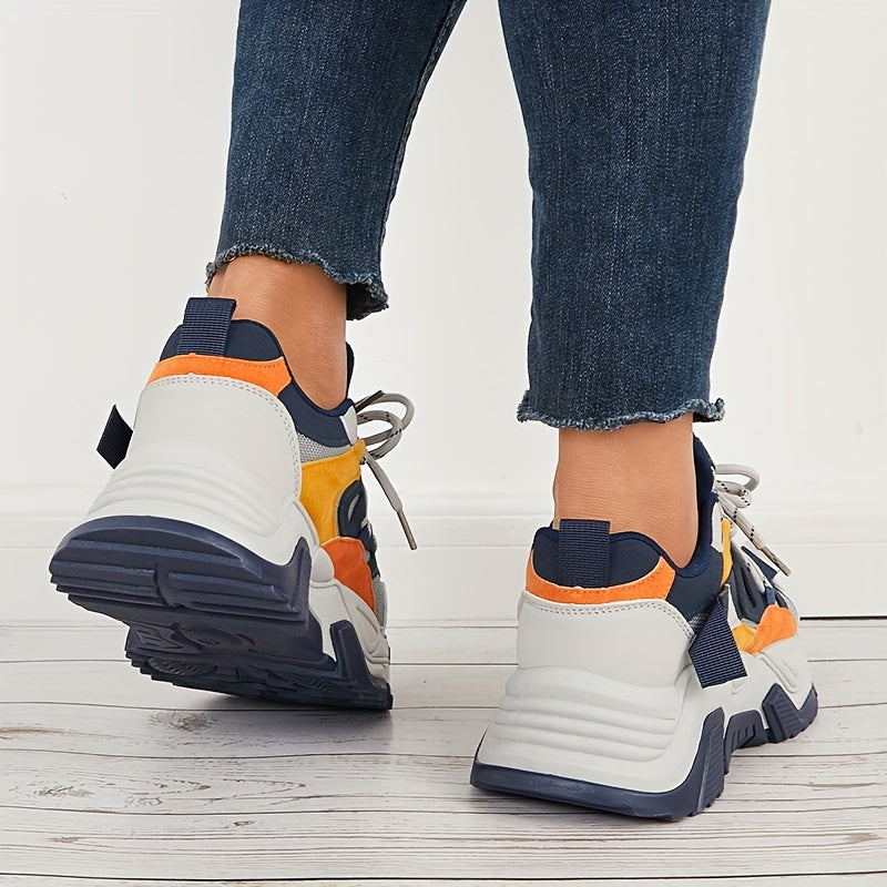 Women's Stylish Block Thick Bottom Sneakers Lightweight Sports Shoes
