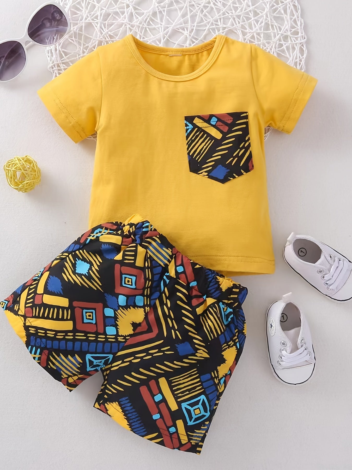 Boy's Stylish Plaid Shorts & T-shirt Set - Baby Summer Outfit