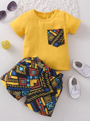 Boy's Stylish Plaid Shorts & T-shirt Set - Baby Summer Outfit