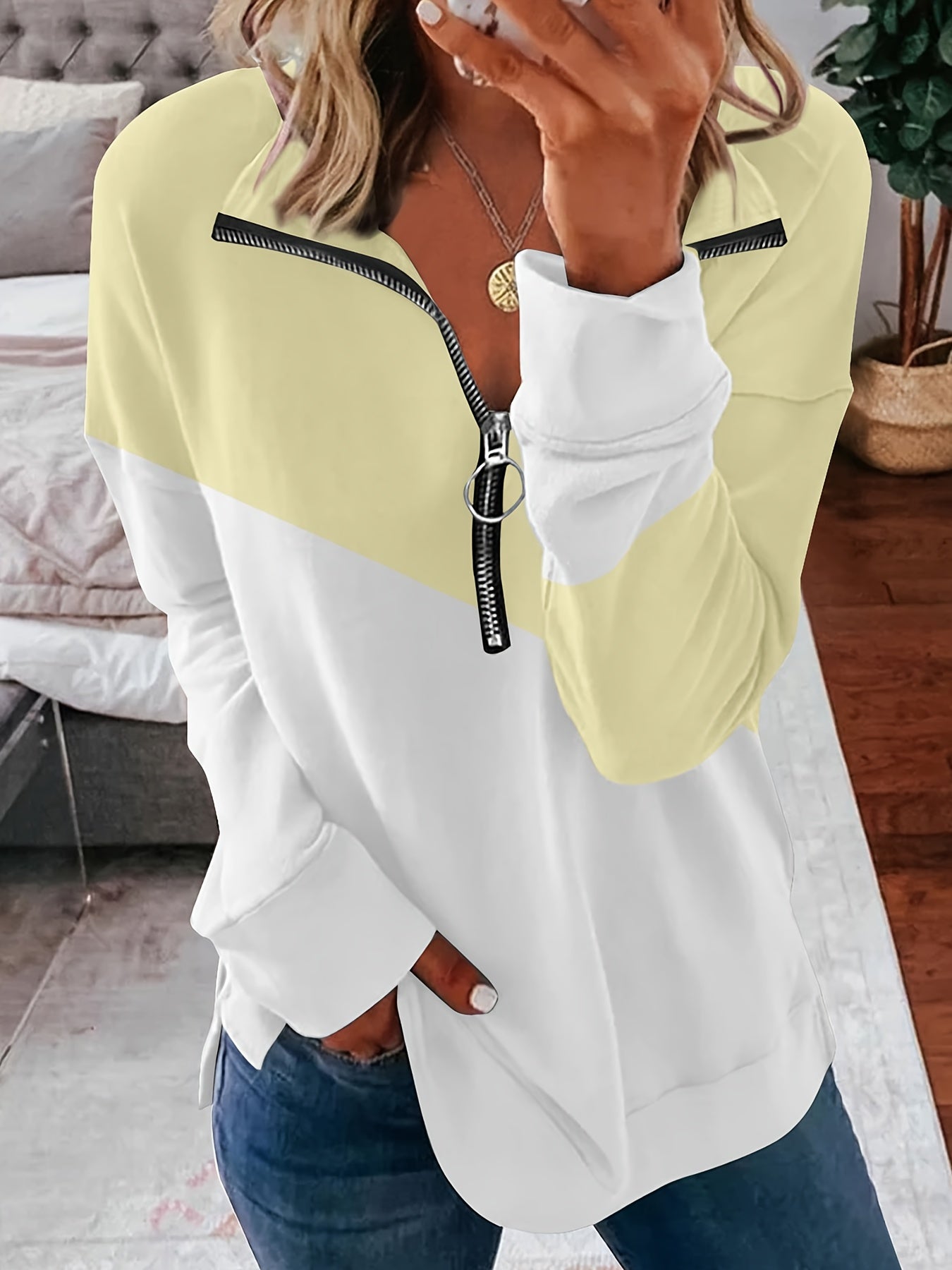 Zipper Sports Sweatshirt Casual Style Pullover Tops