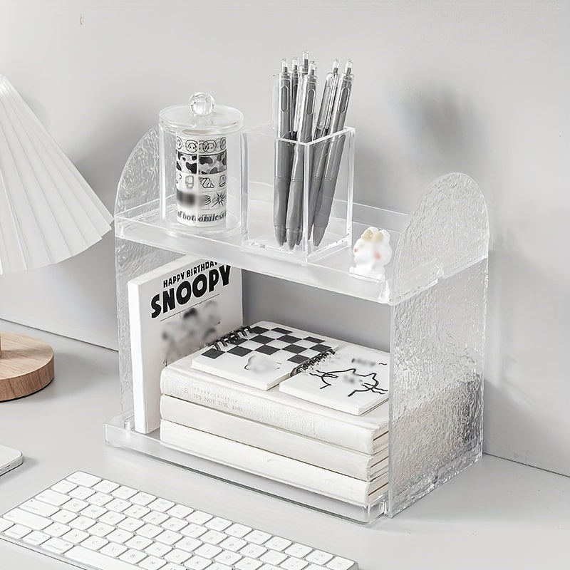 Desktop Storage Rack Acrylic Glacier Pattern Office Workstation
