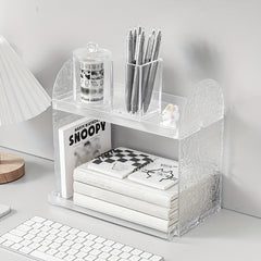 Desktop Storage Rack Acrylic Glacier Pattern Office Workstation