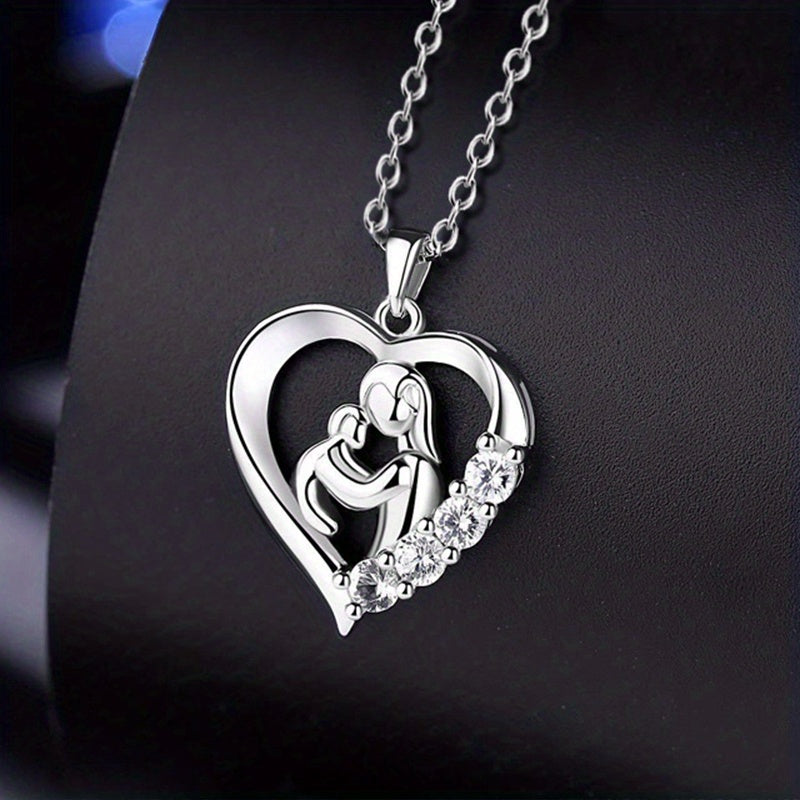 Mother Child Heart Pendant Necklace Casual Accessory Gift