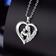 Mother Child Heart Pendant Necklace Casual Accessory Gift