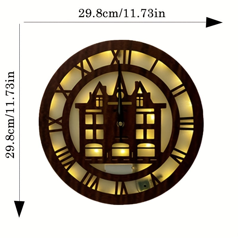 Wooden House Clock with Sound and Light Control